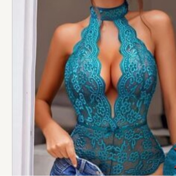 NWT Avidlove Elegant White Lace Halter Bodysuit - Picture 2 of 5